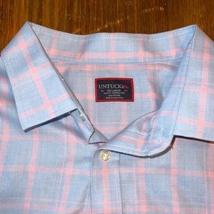 UNTUCKit Non-Iron Dress Shirt - XXL pink and blue slim fit 100% cotton